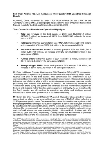 Vorschaubild Full Truck Alliance Quartalsbericht 2024-q3