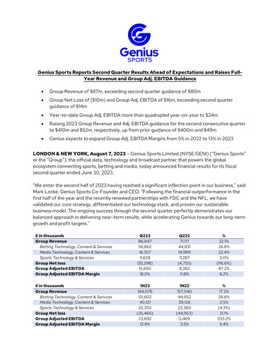 Thumbnail Genius Sports Quarterly Report 2023-q2