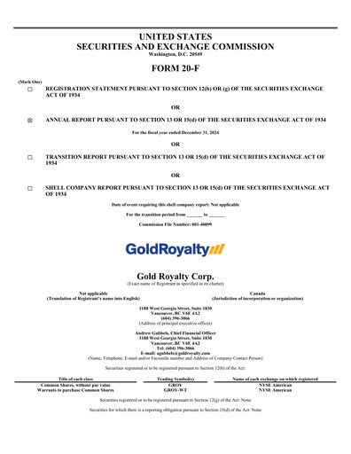 Thumbnail Gold Royalty Corp Annual Report 2024