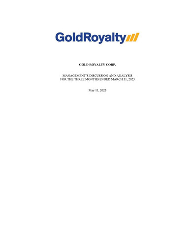 Thumbnail Gold Royalty Corp Financial Report 2023-q1