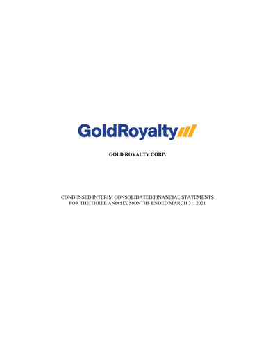 Thumbnail Gold Royalty Corp Financial Statement 2021-q2