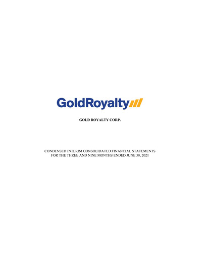 Thumbnail Gold Royalty Corp Financial Statement 2021-q3