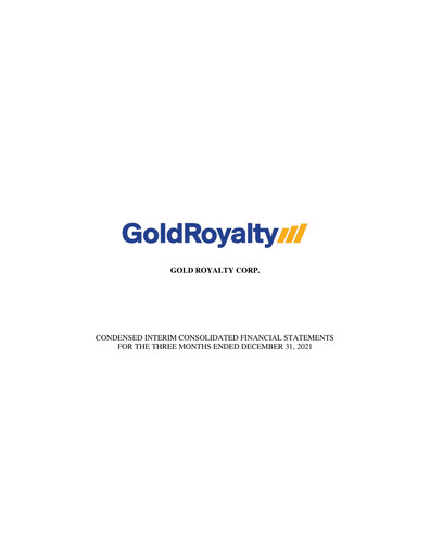 Thumbnail Gold Royalty Corp Financial Statement 2022-q1