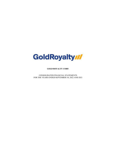 Miniature Gold Royalty Corp Bilan financier 2022