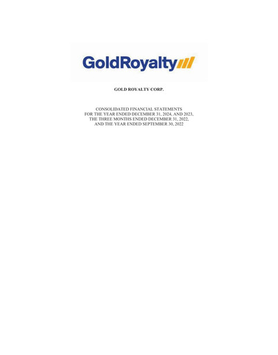 Thumbnail Gold Royalty Corp Financial Statement 2024