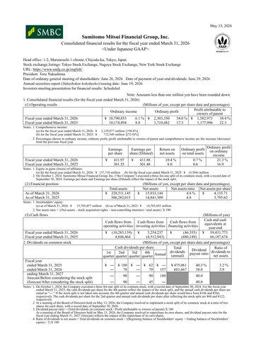 Thumbnail Sumitomo Mitsui Financial Group Financial Report 2026