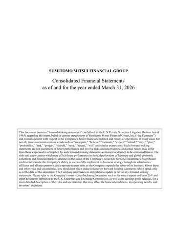 Thumbnail Sumitomo Mitsui Financial Group Financial Statement 2026