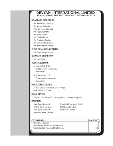 Thumbnail Devyani International Annual Report 2017-2018