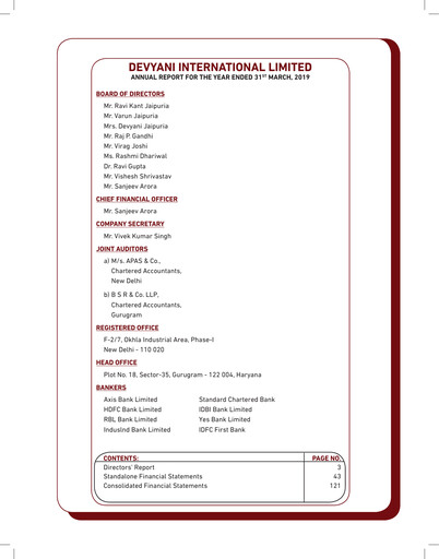 Miniature Devyani International Rapport annuel fy2019