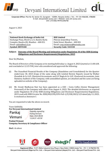 Thumbnail Devyani International Quarterly Report 2023-q1