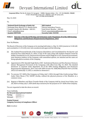 Thumbnail Devyani International Quarterly Report 2023-q4