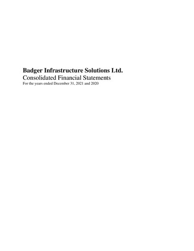Thumbnail Badger Infrastructure Solutions Financial Statement 2021