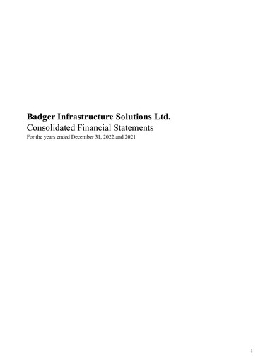 Thumbnail Badger Infrastructure Solutions Financial Statement 2022