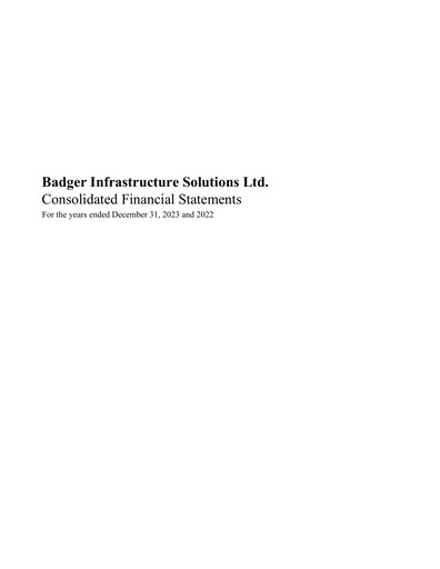 Thumbnail Badger Infrastructure Solutions Financial Statement 2023