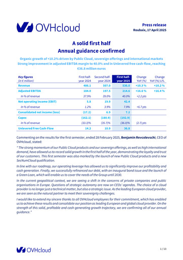 Thumbnail OVH Groupe Half-year Report fy2025-h1