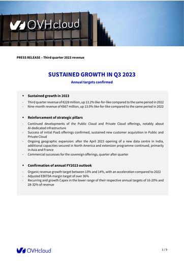 Thumbnail OVH Groupe Quarterly Report fy2023-q3