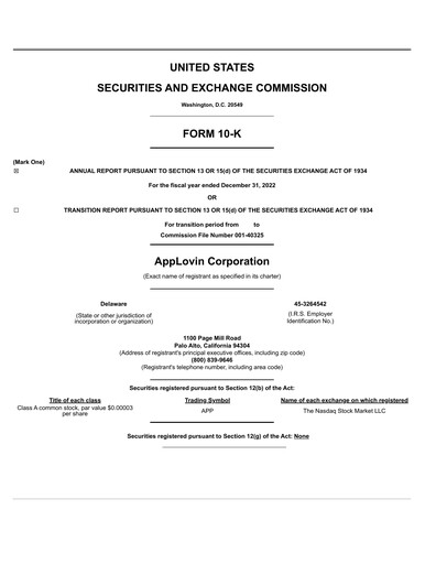 Miniature AppLovin Rapport annuel 2022