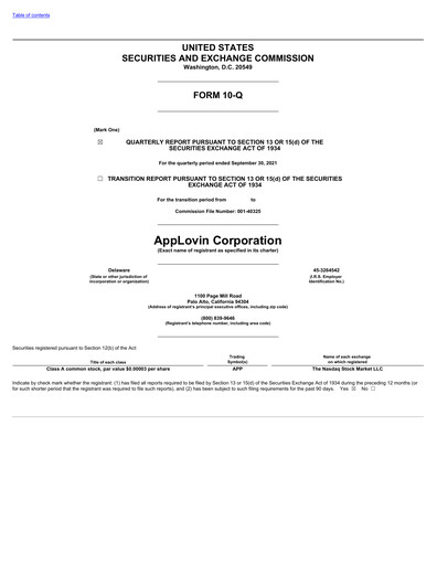 Miniature AppLovin Rapport trimestriel 2021-q3