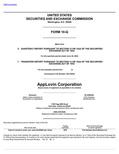 Miniature AppLovin Rapport trimestriel 2024-q2