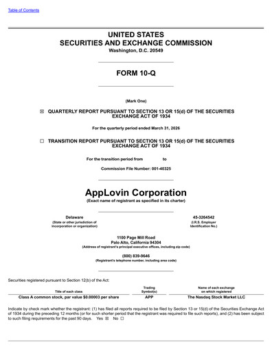 Miniature AppLovin Rapport trimestriel 2026-q1