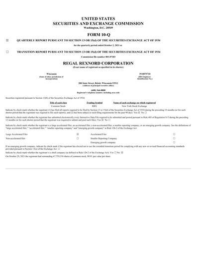 Thumbnail Regal Rexnord Quarterly Report 2021-q3