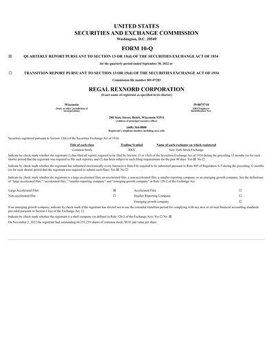 Thumbnail Regal Rexnord Quarterly Report 2022-q3