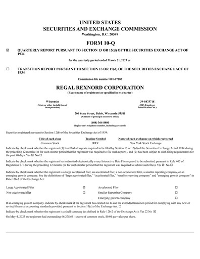 Thumbnail Regal Rexnord Quarterly Report 2023-q1