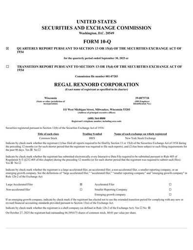 Thumbnail Regal Rexnord Quarterly Report 2025-q3