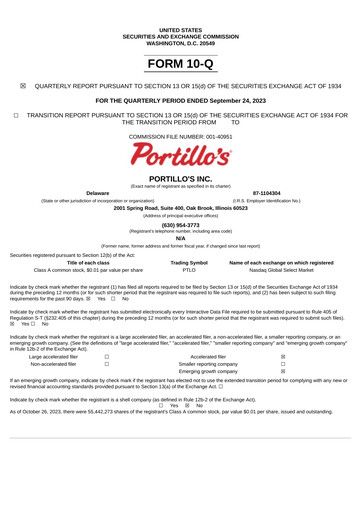 Thumbnail Portillo's Quarterly Report 2023-q3