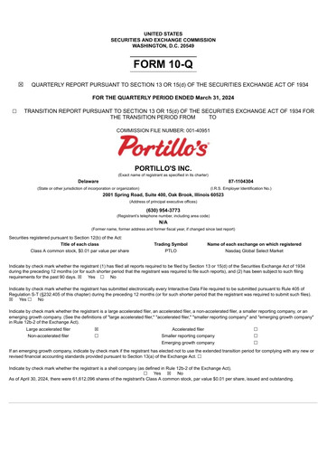 Miniature Portillo's Rapport trimestriel 2024-q1