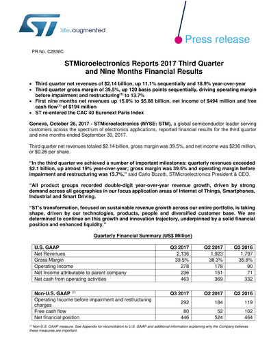 Thumbnail STMicroelectronics Quarterly Report 2017-q3
