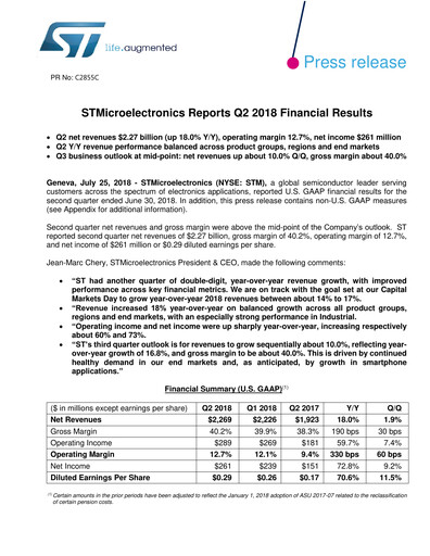 Thumbnail STMicroelectronics Quarterly Report 2018-q2