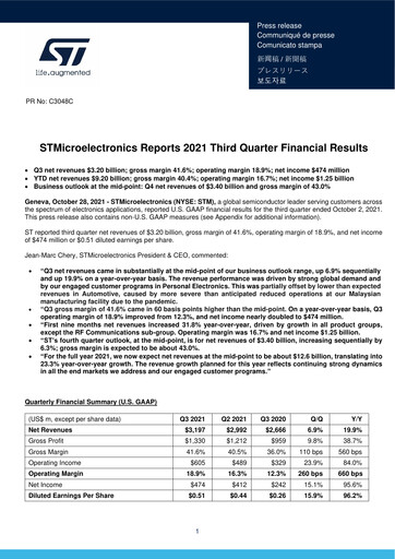 Thumbnail STMicroelectronics Quarterly Report 2021-q3