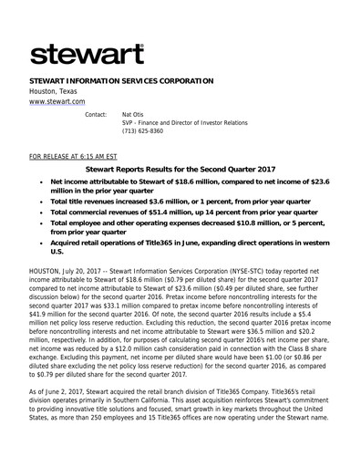Thumbnail Stewart Information Services Quarterly Report 2017-q2