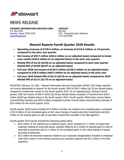 Thumbnail Stewart Information Services Quarterly Report 2020-q4