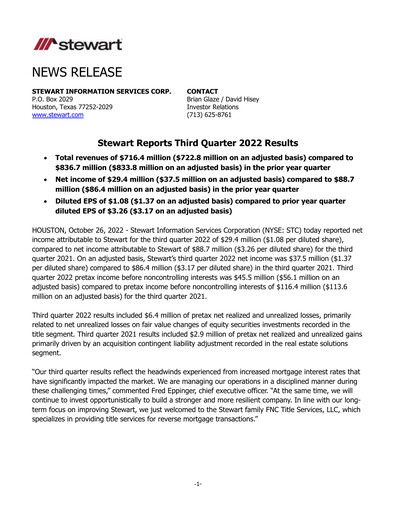 Thumbnail Stewart Information Services Quarterly Report 2022-q3