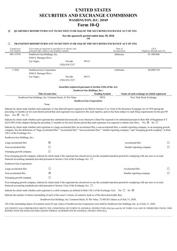 Thumbnail Southwest Gas
 Quarterly Report 2026-q2