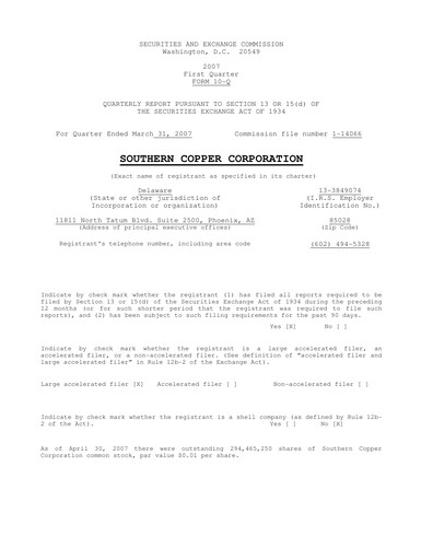 Thumbnail Southern Copper Quarterly Report 2007-q1