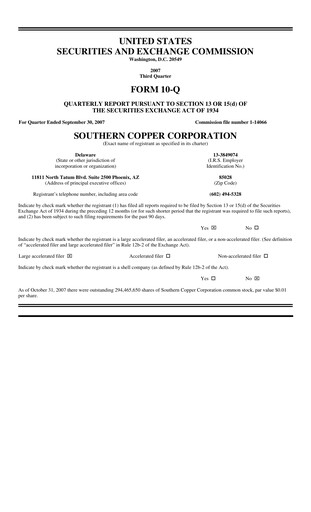Thumbnail Southern Copper Quarterly Report 2007-q3