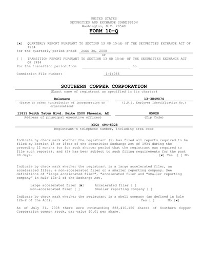 Thumbnail Southern Copper Quarterly Report 2008-q2