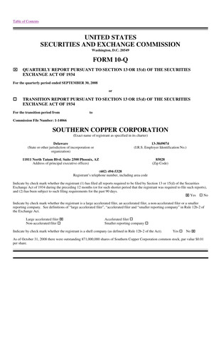 Thumbnail Southern Copper Quarterly Report 2008-q3