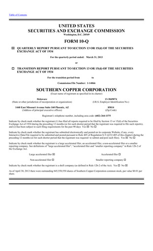 Thumbnail Southern Copper Quarterly Report 2013-q1