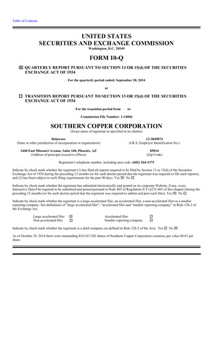 Thumbnail Southern Copper Quarterly Report 2014-q3