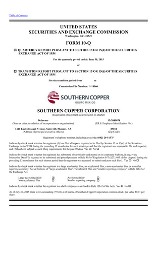 Thumbnail Southern Copper Quarterly Report 2015-q2