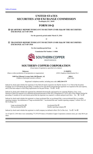 Thumbnail Southern Copper Quarterly Report 2016-q1