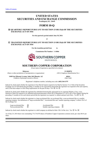 Thumbnail Southern Copper Quarterly Report 2016-q2