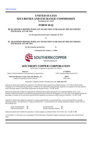 Thumbnail Southern Copper Quarterly Report 2016-q3