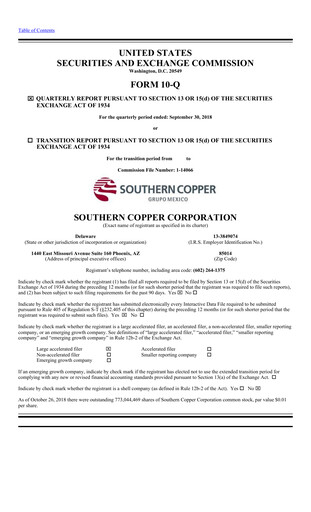 Thumbnail Southern Copper Quarterly Report 2018-q3