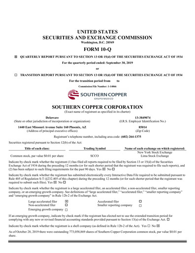 Thumbnail Southern Copper Quarterly Report 2019-q3