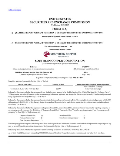 Thumbnail Southern Copper Quarterly Report 2020-q1